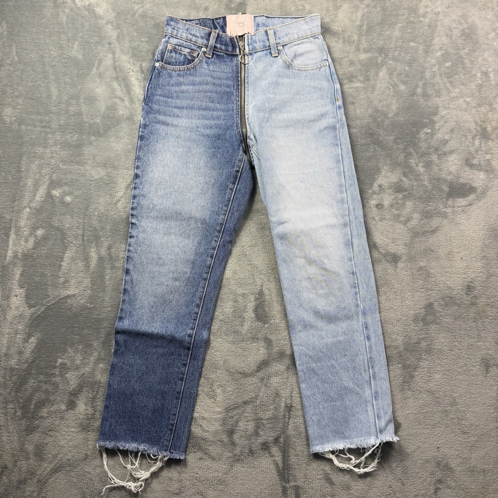 Revice Jeans Womens 25 Light Blue Denim Front To Back Zipper Skinny High Waist